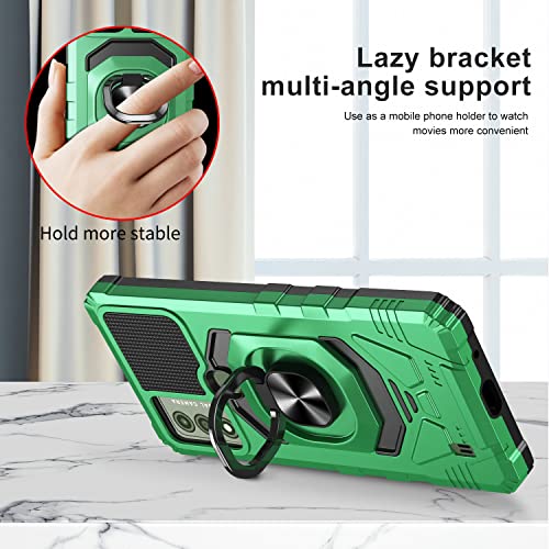 Compatible With Wiko Voix Phone Case With Screen Protector [2 Pcs] Shockproof Wiko Voix Case 2022,Heavy-Duty Military Grade Magnetic Adjustable Ring Holder Kickstand Case For Wiko Voix U616At -Green #TOP4