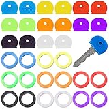 32 Stück SchlüsselKappen Set YUTOU Plastikschlüssel Identifikator Codierungsringe Universeller und flexibler Gummi Tastenkappen für Einfache Identifizierung Türschlüssel(8 Farben, 2 Stile)