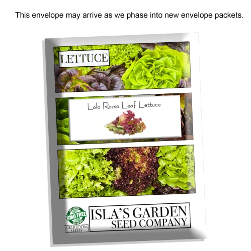 Lollo Rosso Leaf Lettuce Seeds For Planting, 500+ Heirloom Seeds Per Packet, (Isla's Garden Seeds), Non Gmo Seeds, Botanical Name: Lactuca Sativa, Great Home Garden Gift #TOP6