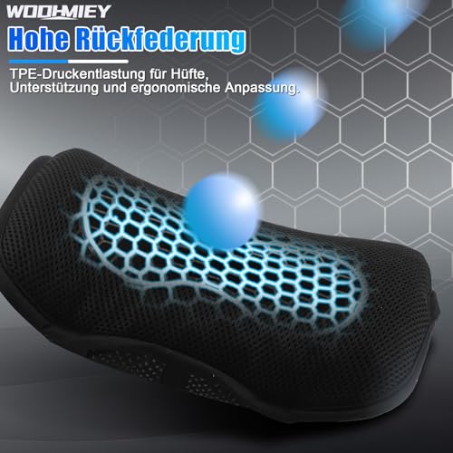 WODHMIEY Motorradkissen, Stoßdämpfendes Motorradkissen, Hohlstruktur, Atmungsaktivem Netzbezug, Elastischem Gel, Druckentlastung, Hochwertigem TPE, 21x28 cm, Geeignet Für Roller,