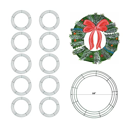 Mtb Wire Wreath Frame 18 Inch Green, Pack Of 10 Wreath Form Wreath Rings For Diy Christmas New Year Decor #TOP17