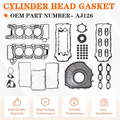 Image of Engine Cylinder Head Gasket Set AJ126 Compatible with Jaguar F-Pace 2017-2020, F-Type 2014-2020, XF 2014-2020, XJ 2014-2019, XE 2017-2019 3.0L V6, Discovery LR4 2014-2016