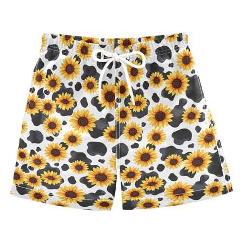 Boys Swim Trunks Quick Dry UPF 50+ Beach Board Shorts Kids Bathing Suits Swimsuit 2T Sunflower Milk Lines