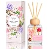 Reed Diffuser Set, 3.4 fl oz – Elegant Home Fragrance with 5 Sticks – Long-Lasting Scented Oil Diffuser for Bedroom, Bathroom Shelf Decor & Living Room (Peony & Roses)