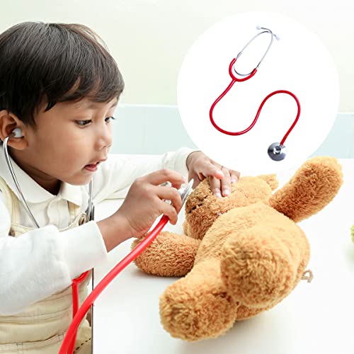 Kinder Stethoskop,Metall Stethoskop Kinder,Funktionsfähiges Doppelkopf Stethoskops Spielzeug,Analoges Metall Stethoskops,Verstärkt Herz und Atemgeräusche,für Medizinische Spielzeug Rot Tokaneit