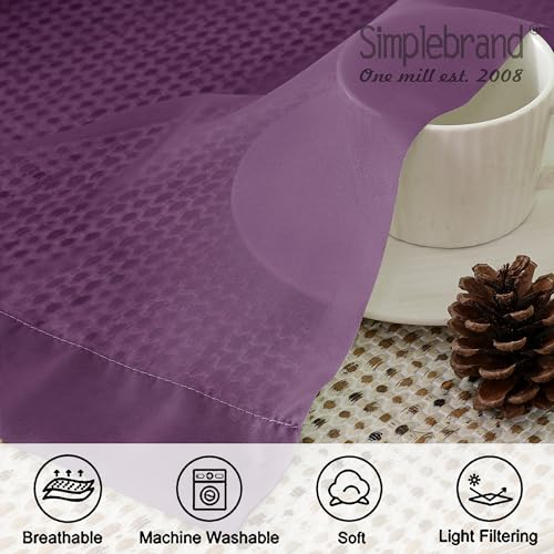 Image of Simplebrand Plum Purple Sheer Curtains 72 Inches Long 2 Panels for Living Room, Rod Pockets Airy Window Treatments Voile Sheer Curtains Panels Lightweight for Front Back Patio Glass Door, 42 inch Width