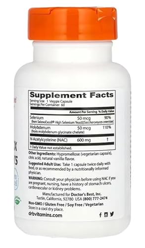 Doctor's Best - NAC Detox Regulators | Unterstützt die gesunde Entgiftung und Regulierung - 60 Veggie Kapseln – Bild 2