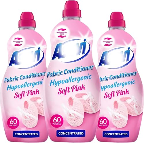 Fabric Softener Conditioner 1380ml x3 – Floral Soft Pink Scent – Long-Lasting Freshness – 60 Washes Each – Concentrated Clothes Softener – Spanish Laundry Care Bundle