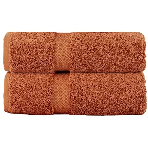 Handtücher aus 100 % ägyptischer gekämmter Baumwolle, sehr weich und saugfähig, schnell trocknend, 600 g/m², dickes Badezimmer- oder Küchentuch-Set, 2 Stück (Burnt Orange) Cover