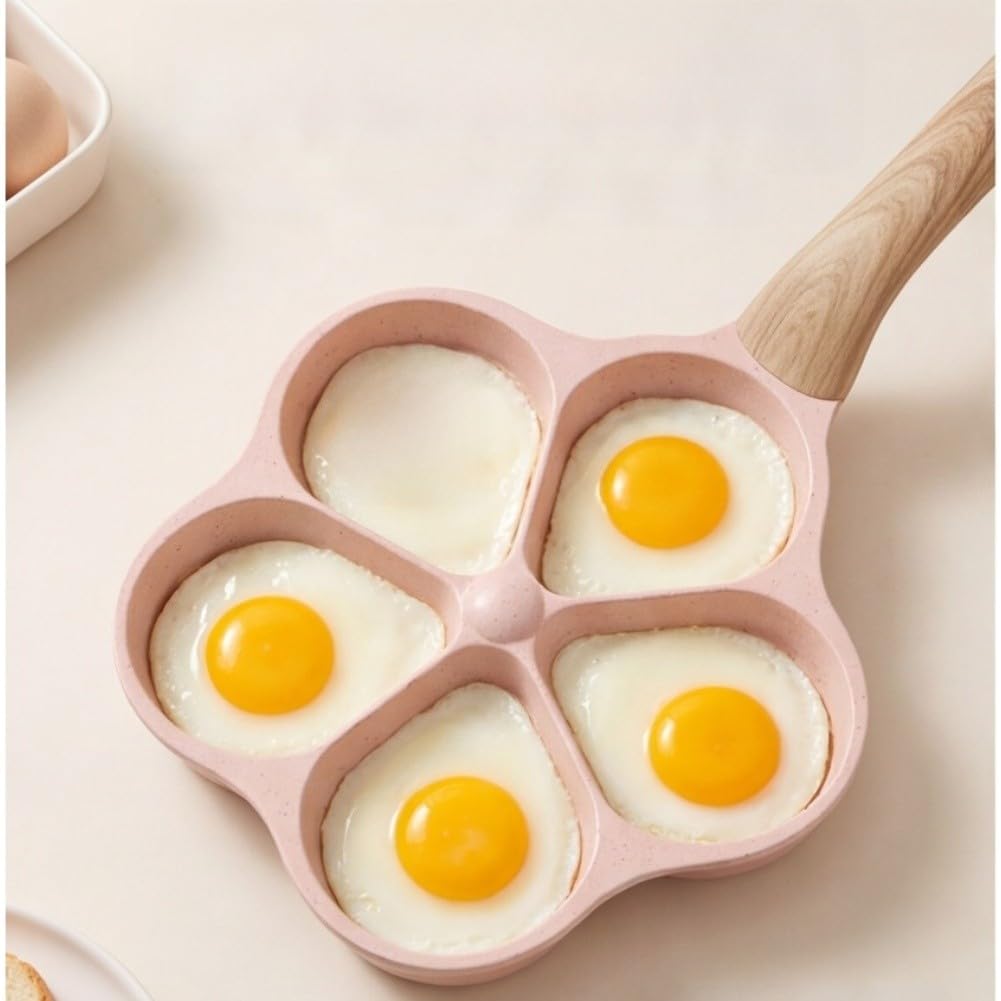Sartén para huevos antiadherente Lapiglo de 5 cavidades tipo flor para inducción y gas gris