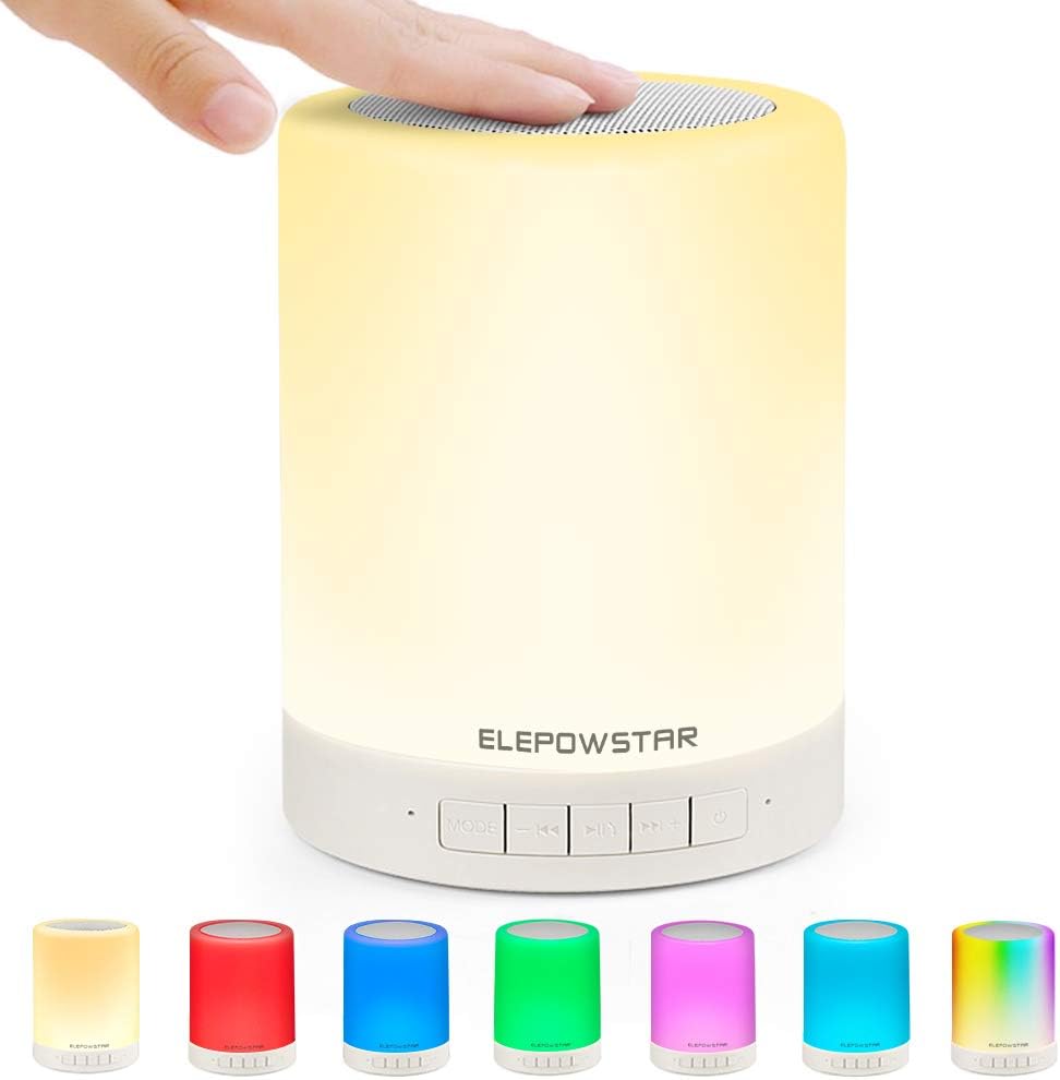 Smart Touch Night Light with Bluetooth Music Speaker, Dimmable Color Changing RGB Bedside Lamp for Bedroom, Portable Speakers with Mood Light, Best Gifts for Baby, Kids,Party