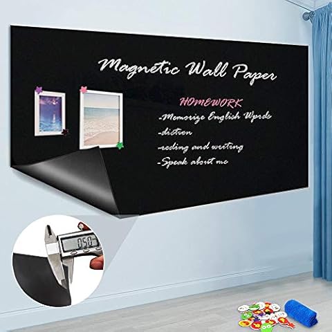 ZHIDIAN Magnetic Self-Adhesive Chalkboard Contact Paper, Blackboard Roll, Peel and Stick Blcak Board Wallpaper, 48" x 36 Cover