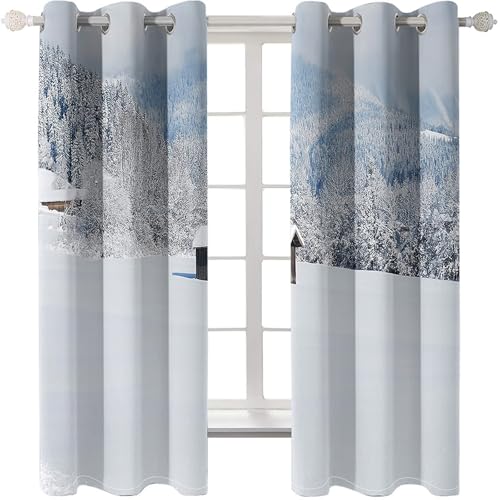 Cortinas de casa de campo de dos paneles bicolor gris y blanco para ventanas rústicas 6