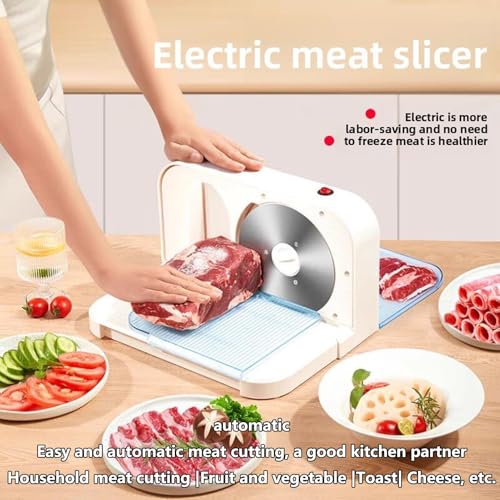 Electric Meat Slicers for Home Use Foldable Bread Slicer Adjustable Thickness Food Slicer Machine Cutting Width 0-15 Mm Ø Knife 19 Cm for Meat, Deli, Bread, Vegetables, Ham, Cheese, Etc 200 W - Image 3