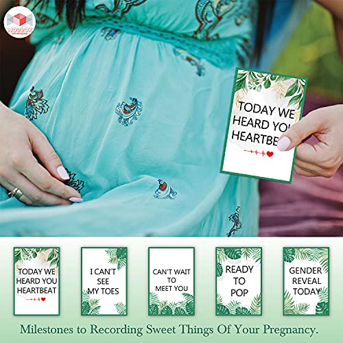 Image of Wobbox Pregnancy Milestone Cards, Tropical Theme, Pregnancy Journey, Weeks Growth Milestone Cards, Pregnancy Gift Scrapbook Photo Keepsake - Set of 27 Pieces