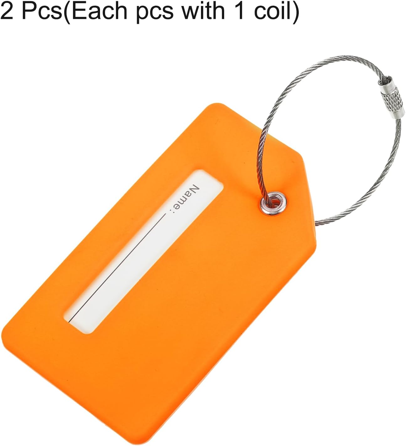 MECCANIXITY Silicone Luggage Tags 3.6"x2" Identifier ID Card Holder Labels for Travel Suitcase Bag Initial Letter C, Orange, Pack of 2