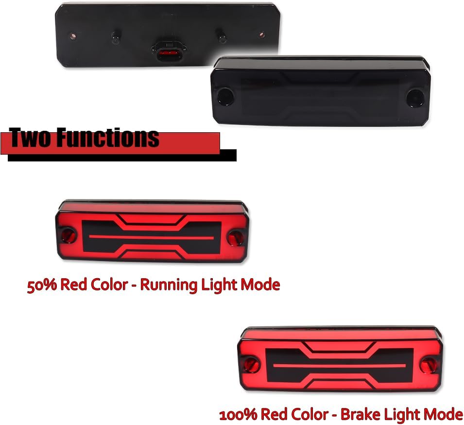 2X Red Lens Red ATV LED Taillight Brake Lights (Passenger Side + Driver Side) For Honda Pioneer 520 700 1000 2014-2024