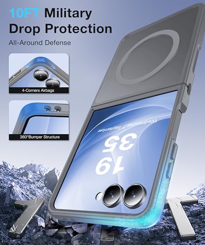 Image of NO.1 Magnetic for Samsung Galaxy Z Flip 7 Case Compatible with MagSafe [Military Grade Drop Tested][Translucent Matte][Anti-Fingerprint] Soft Silicone Bumper for Samsung Flip 7 Case Slim,Grey