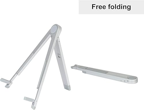 Miniatura 7 de Soporte ajustable para tableta, plegable portátil para viajes, oficina, iPad, 3 patas, soporte de metal antideslizante de silicona