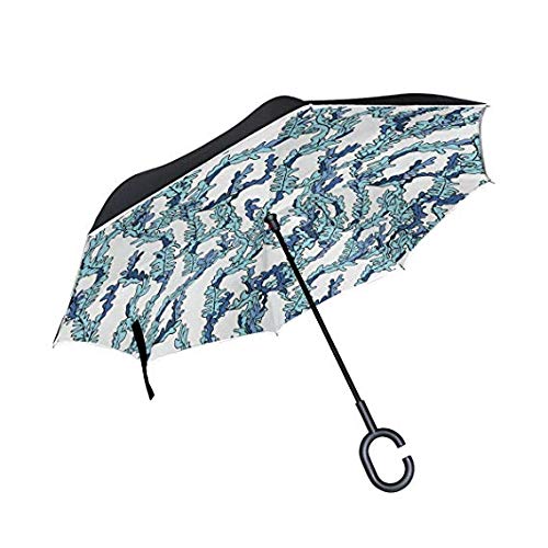 Parapluie inversé double couche anti-UV avec poignée en C étanche