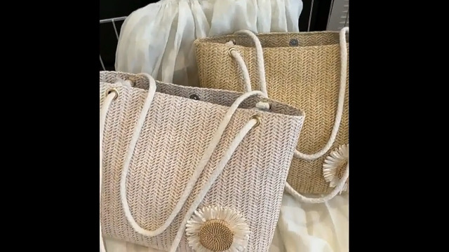 Bolso de Playa de Paja FuninCrea, Grande y Plegable miniatura 7