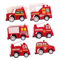 TOYANDONA Mini Fire Engine and Construction Vehicle Toy Set for Kids over 3, Push and Go Car Model Trucks, Educational Playthings for Boys and Girls, 6pcs Collection for Indoor Play