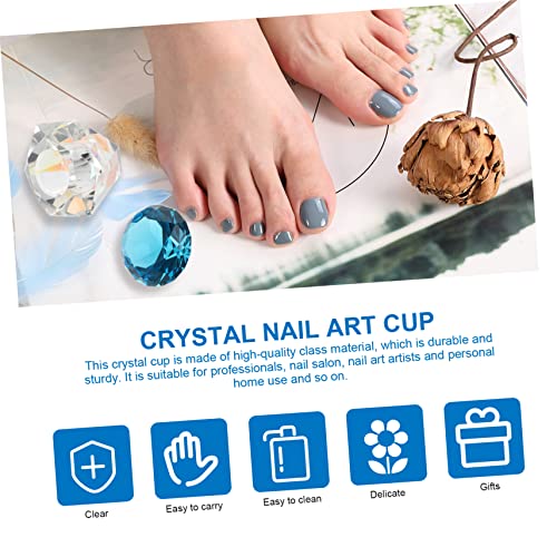 Vaso cristal para arte de uñas con tapa para manicura miniatura 7