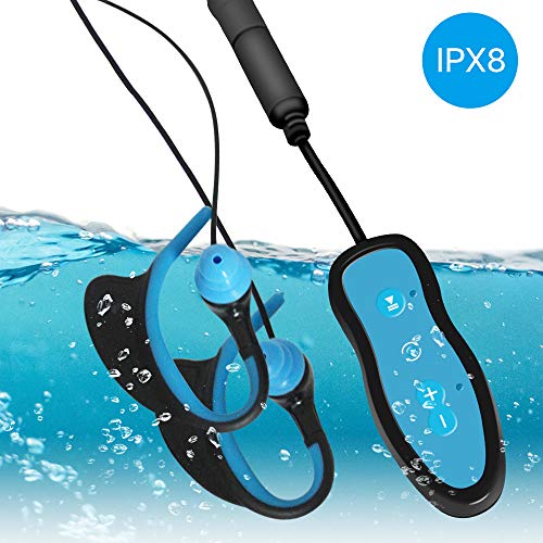 IPX8 Under Water Music Player for Swimming and Waterproof Headphones with Ear Hooks
