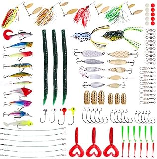 Marfish Fishing Lures Bait Tackle Box 106 pcs Including Spoon Lures Soft Plastic