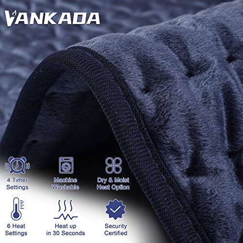 Image of Heating Pad Electric Heat Pad, Hot Heated Pad,Multiple Temp and Timer Settings,Suitable for Shoulders, Neck, arms, Abdomen, Back, Legs, etc. (NavyBlue, 40 inchX20 inch)