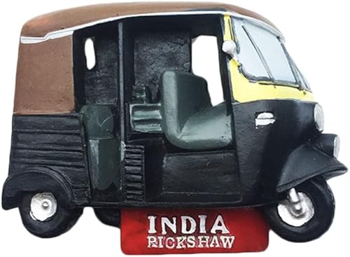 India 3D Tuktuk imán de nevera recuerdo turístico etiqueta engomada del viaje, imán del refrigerador de la India, colección de decoración del hogar
