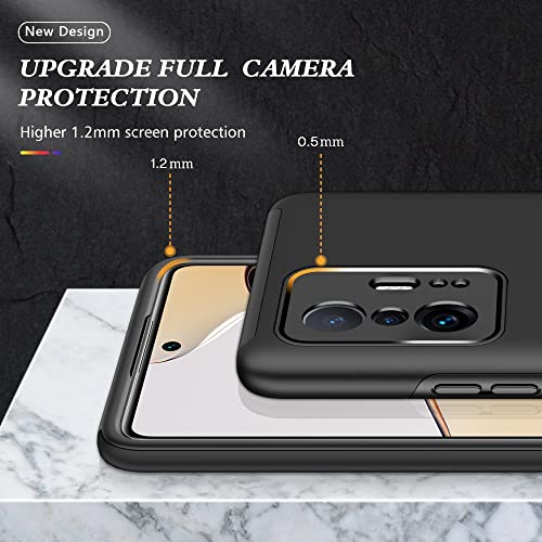 Eyzutak Case For Xiaomi 11T/11T Pro, Dual Layer Hard Military Phone Case With 360 Degree Ring Stand Silicone Bumper (Camera Protection) Magnetic Car Holder Protective Phone Cover Protector - Black #TOP4