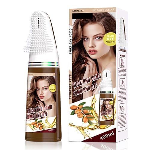 Hair Dye Comb System with Natural Herbal Formula, Black Color Cream Shampoo for Home Use, Long-Lasting Professional Results, 400ml