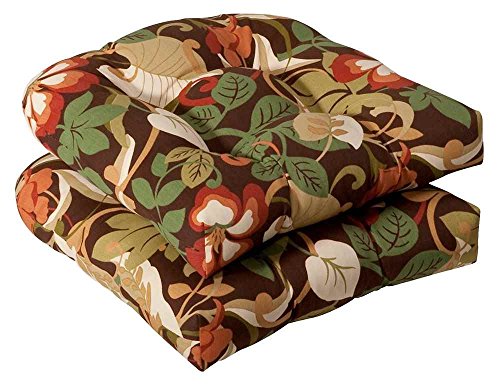 Pillow Perfect Floral Indoor/Outdoor Chair Seat Cushion, Tufted, Weather, and Fade Resistant, 19