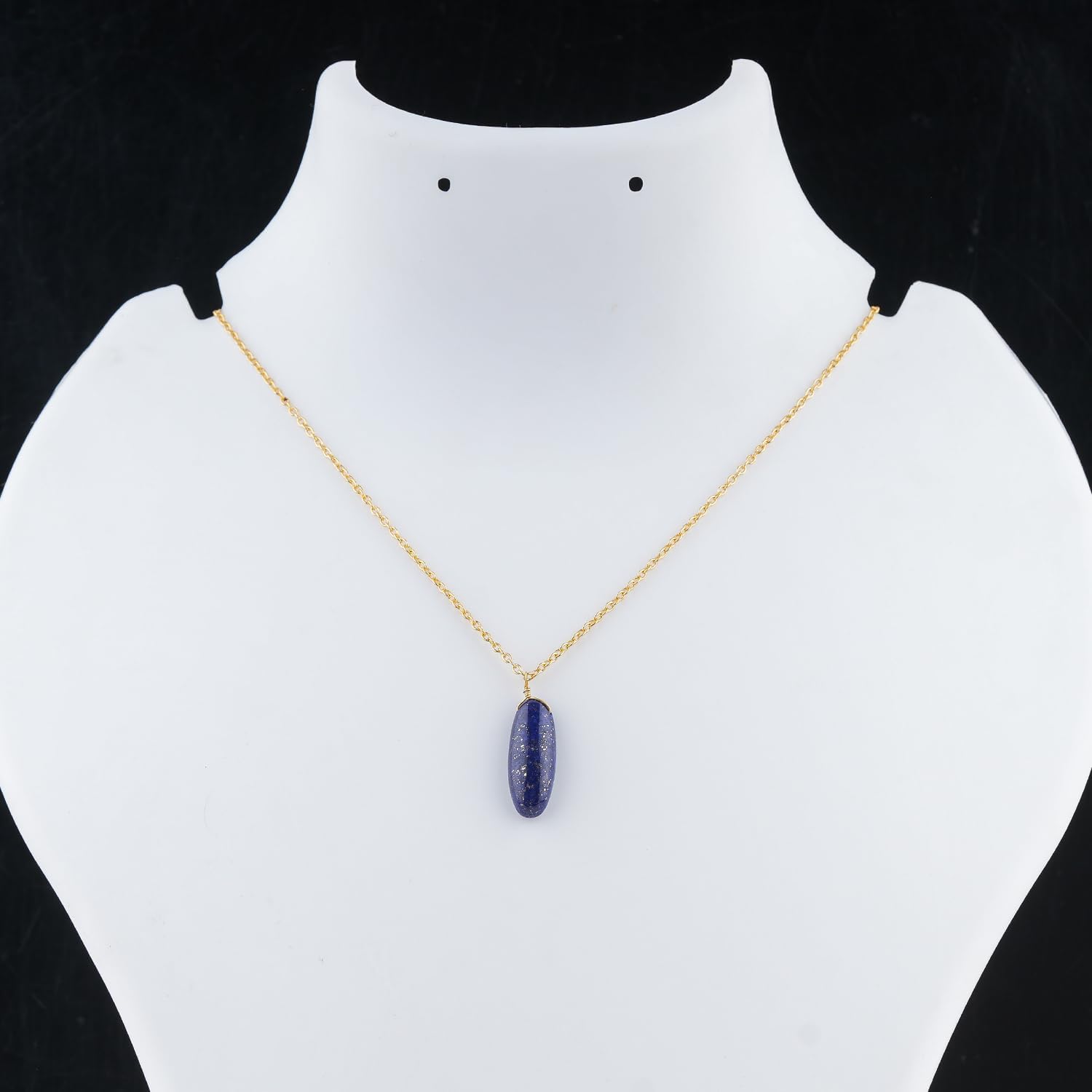 Oval Cabochon Necklace for Women – Gold Plated Hypoallergenic Pendant Jewelry – Smooth Polished Oval Cabochon Design, Minimalist Dainty Lightweight Style with Adjustable Chain Gift - Image 5