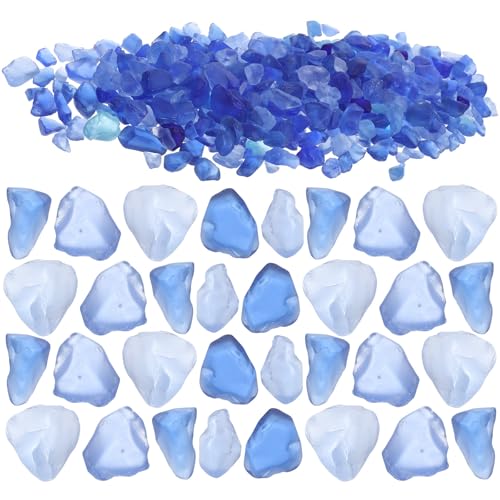TOYANDONA Gravier pour Aquarium Bleu en Sable de Verre Naturel Poli 0,5kg pour Décoration et Aménagement de Votre Aquarium à Poissons