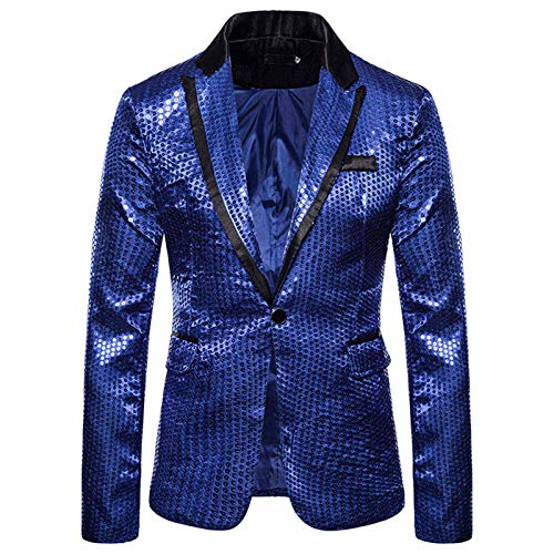Mens One Button Suit Jackets, Casual Two Button Slim Blazers Separates Coat Sport Coats with Pockets for Wedding Prom Party