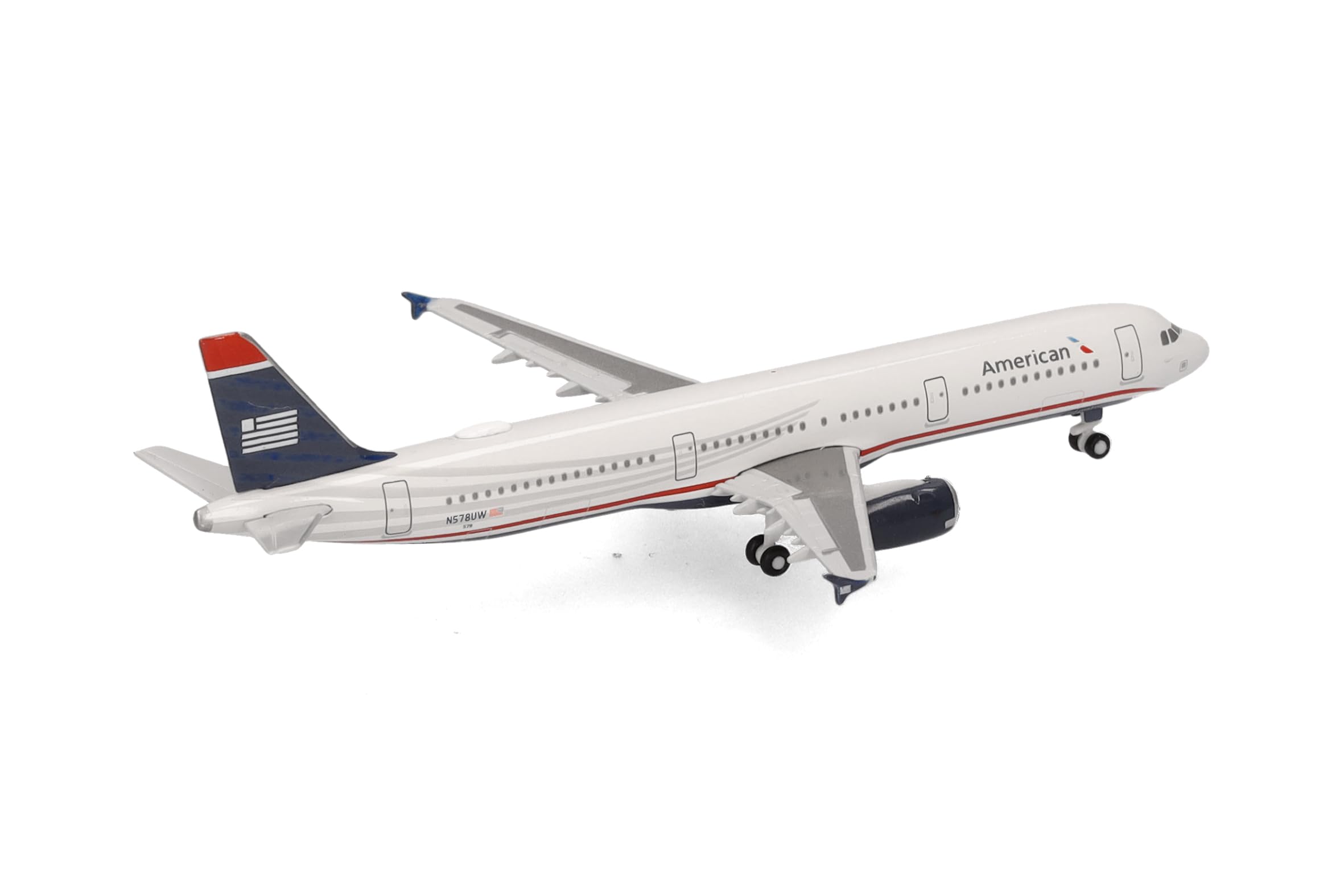 Herpa modellino aereo American Airlines Airbus A321 - livrea US Airways Heritage - N578UW, miniatura in scala 1:500, da collezione, modello di aereo senza base, metallo