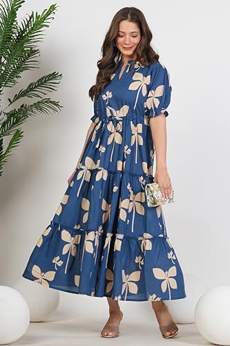 Image of Kuruti B Sheets Women's Cotton Fit & Flare Calf Length Printed Kurti for Women