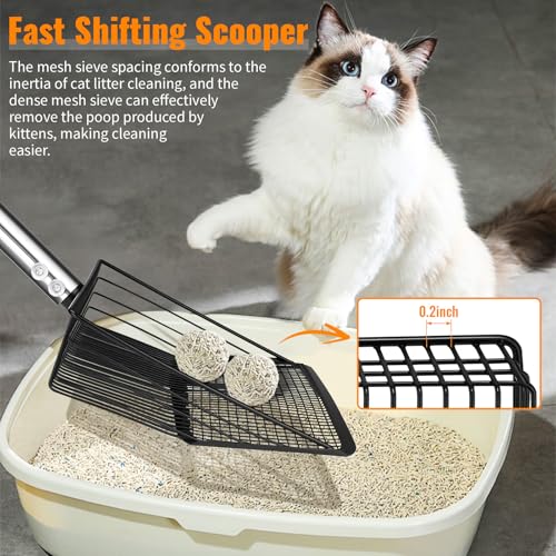 Image of 10-inch Heavy Duty Chicken Poop Scooper, Adjustable Stainless Steel Chicken Coop Scoop (35.4 to 61.8 inch),4-in-1 Sifting Litter Shovel Scoop for Chicken Coop /Goat Stall /Stable Cleaning