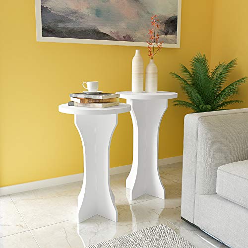 Conjunto Mesas De Apoio 2 Peças Luck Branco 003315 Artely
