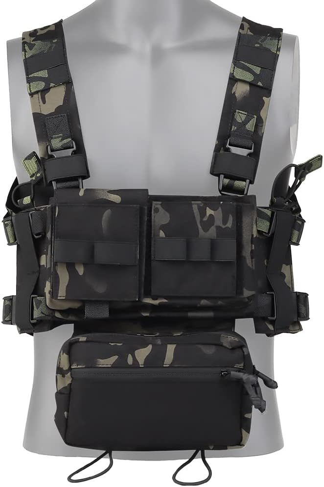 Detachable Tactical Modular Chest Rig,MOLLE Mag Carrier Chest Rigs Tactical Chest Panel for Airsoft & Outdoors