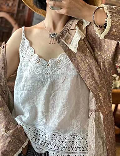NFYM Women's V Neck Sleeveless Lace Embroidered Undershirt Cotton Spaghetti Strap Layering Camisole Cami Tank Top3