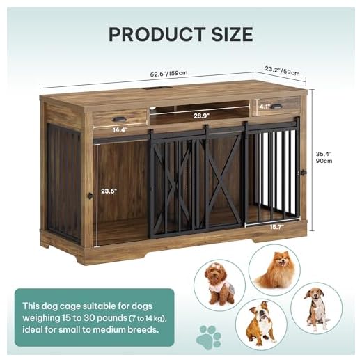 YITAHOME Double Dog Crate TV Stand
