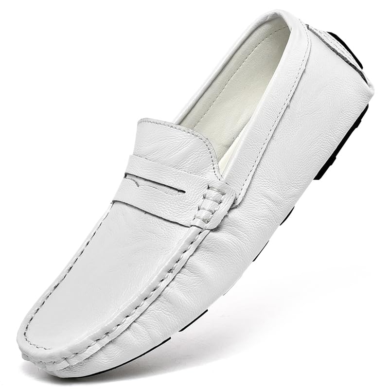 Men's Casual Leather Slip On Flats Loafers Dress Penny Shoes Moccasins Driving Boat Shoes Smoking Slipper