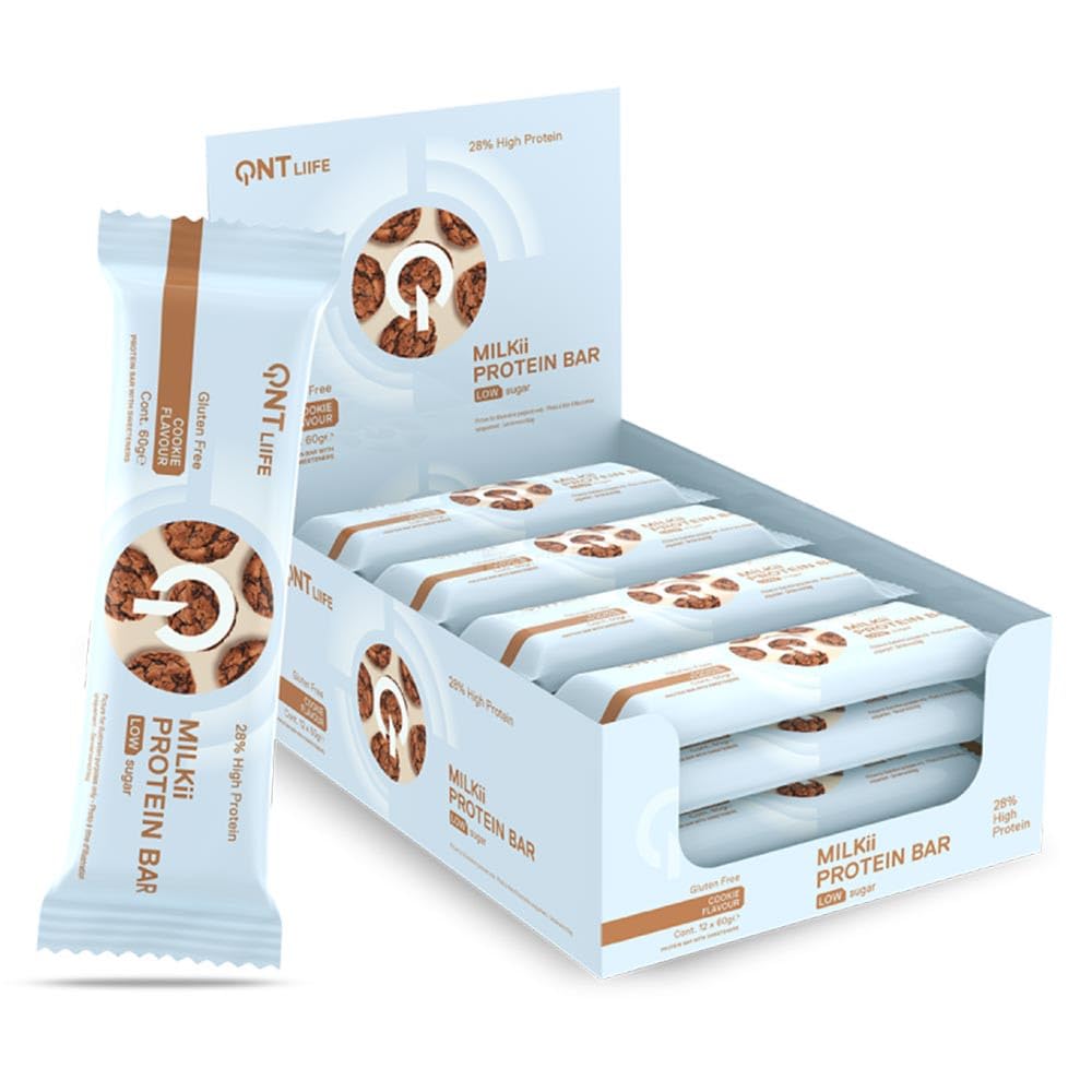 QNT - Barretta Proteica Milkii (60 G) - Barrette proteiche - Barretta proteica e a basso contenuto di zucchero - Biscotti