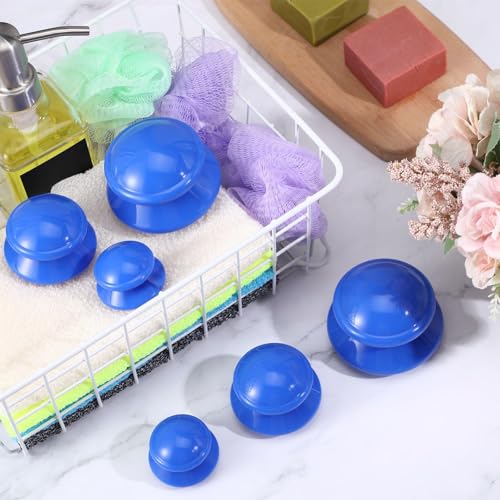 Image of TrelaCo 6 Pcs Silicone Cupping Kit for Massage Therapy,Solid Blue | Cupping Cups 3 Sizes, Suction Therapy for Body Massage Myofascial, Relieves Cellulite Muscle Pain Tension, Studio Household