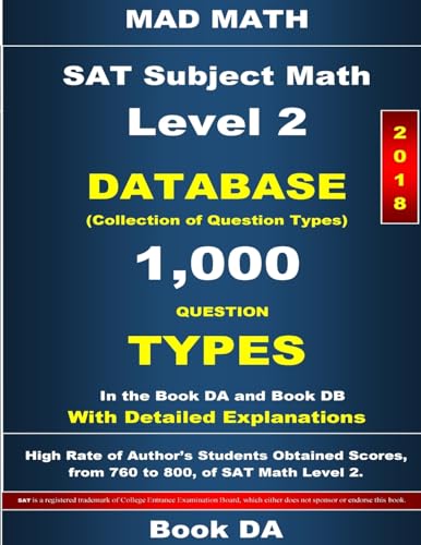 2018 SAT Subject Math Level 2 Book DA (Mad Math Test Preparation)