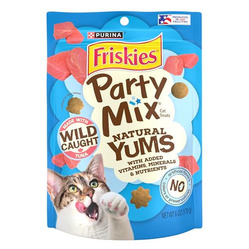 Friskies Purina Party Mix Natural YUMS Cat Treats, Wild Tuna, (6) 6 oz - image 1