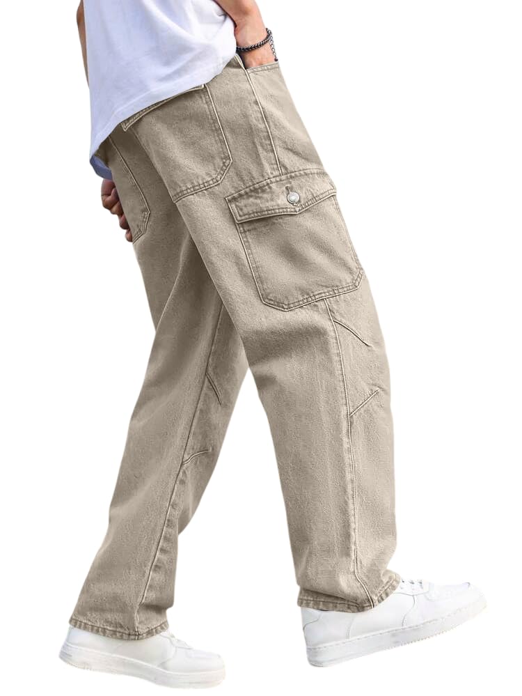 Image of TAGAS Men Relaxed FIT Denim Jeans | Cargo Denim Jeans | Multi Pocket Jeans Pant for Men | Men Loose Fit Denim Jeans |
